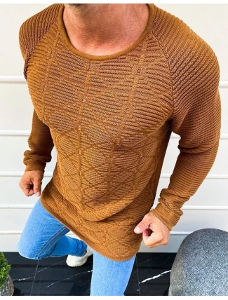 Pánský svetr přes hlavu camel WX1597