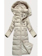 Světle béžová zimní bunda z různých spojených materiálů Libland (7820) Světle béžová zimní bunda z různých spojených materiálů Libland (7820)