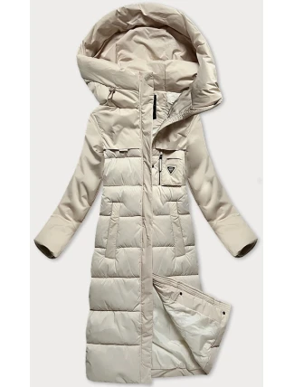 Světle béžová zimní bunda z různých spojených materiálů Libland (7820) Světle béžová zimní bunda z různých spojených materiálů Libland (7820)