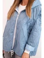 Dámská prošívaná bunda s kapucí světlá džínová