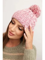 Dámská zimní čepice s bambulí z vlny K424 světle růžová Dámská zimní čepice s bambulí z vlny K424 světle růžová