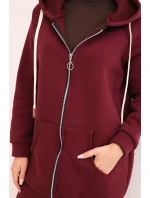 Dámská mikina s kapucí a zipem zahřátá bordová Dámská mikina s kapucí a zipem zahřátá bordová