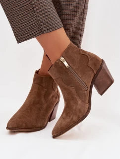 Kovbojky z pravé semišové kůže Zazoo 3153 Khaki