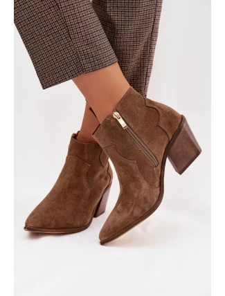 Kovbojky z pravé semišové kůže Zazoo 3153 Khaki