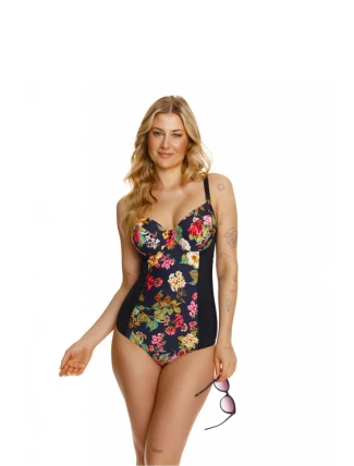 Dámské jednodílné plavky Procida 194659 Černá s květy mix - Lupo Line
