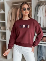 Dámská oversize mikina s výšivkou SOFTRUS vínová FashionStreet BY1407 Dámská oversize mikina s výšivkou SOFTRUS vínová FashionStreet BY1407