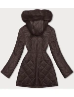Hnědá oboustranná dámská prošívaná bunda - kožíšek (H-897-23)