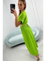 Dlouhé šaty s ozdobným páskem kiwi Dlouhé šaty s ozdobným páskem kiwi