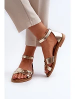 Zazoo 40378 Ploché Dámské Kožené Sandály Zlaté Zazoo 40378 Ploché Dámské Kožené Sandály Zlaté