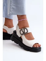 Dámské sandály na platformě a klínu z eko kůže Bílé Vinceza 58292
