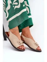 Sandály Na Ploché Podpatky S Dekorací Eko Kůže Béžové Tillireta