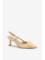 Dámské sandály na podpatku s ozdobným prvkem Žluté Eslina