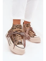 Dámské trampky se stuhou a zipem na platformě Mavara - panterka