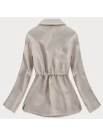 Volný béžový krátký dámský kabát (2727)
