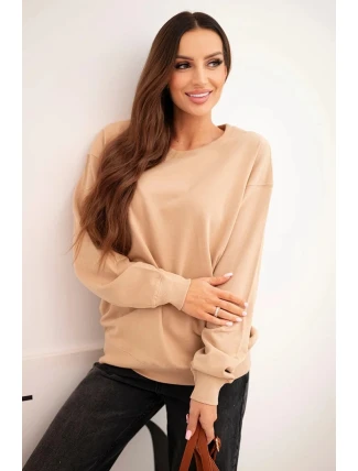 Dámská mikina s okrouhlým výstřihem basic z bavlny béžová