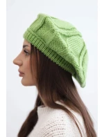 Dámská zimní vlněná čepice baret K414 zelená