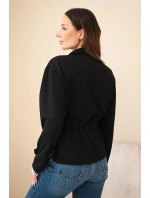 Dámská rozepínací mikina máslová s tkaničkou a kapsami černá