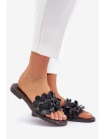 Zazoo 40381 Dámské Kožené Pantofle Na Plochém Podpatku Černé