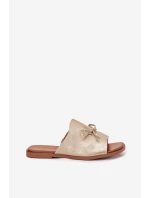 Dámské sandály na plochém podpatku se zdobeným vázáním zlaté Norela