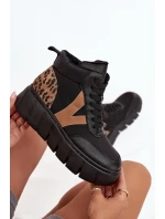 Dámské kotníkové boty na platformě z pravé kůže Vinceza – černé