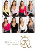 Dámský sexy svetřík se zavinovacími prvky IN-1537 Šedá - Koucla Dámský sexy svetřík se zavinovacími prvky IN-1537 Šedá - Koucla