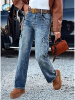 URBANNOW dámské džínové kalhoty s páskem v modré barvě FashionStreet UY2250