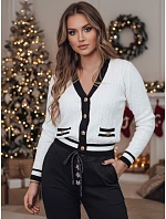 Dámský rozepínací svetr FUZZY bílý FashionStreet MY2365