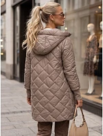 Dlouhá dámská prošívaná přechodová bunda, béžová, FashionStreet TY5866