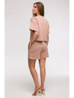 B294 Oříznutá mikina s krátkým rukávem - mocca B294 Oříznutá mikina s krátkým rukávem - mocca