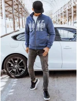 Pánská indigová mikina na zip s potiskem FashionStreet BX5411