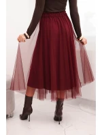 Dámská midi sukně tylová s podšívkou viskóza bordová