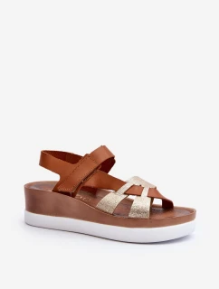 Zazoo 40397 Dámské Kožené Sandály na Platformě Hnědé