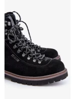 Semišové Zateplené Kotníkové Boty Traperky Pánské Big Star Hi-Poly System Černé