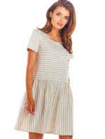Dámské šaty M205 béžové pruhy - Infinite You