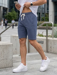 Pánské teplákové kraťasy se šňůrkou, modré, FashionStreet SX2623