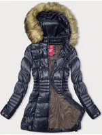 Tmavě modrá dámská prošívaná bunda pro přechodné období (2M-052)