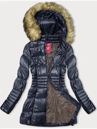 Tmavě modrá dámská prošívaná bunda pro přechodné období (2M-052)