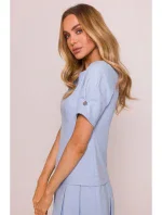 M842 Džínové šaty se záhyby - světle modré