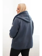Dámská bunda Plus Size s kapucí a beránkem džínová