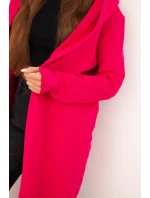 Dámská bavlněná bunda s kapucí a prodlouženým předním dílem fuchsie