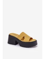 Dámské Pantofle Na Platformě A Masivním Podpatku Žluté Rizana