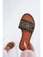 Dámské Pantofle Na Plochém Podpatku Se Zdobením Černé Dorfedi