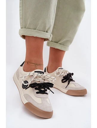 Dámské tenisky s dvojitým šněrováním Big Star TT274168 Béžové