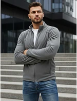 Pánská světle šedá mikina na zip FashionStreet BX4773