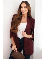 Dámská sako bez zapínání s podšívkou S/M švestková