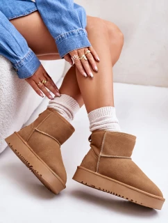 Dámské Semišové Sněhule Na Platformě Nad Kotníky Camel Rianaella