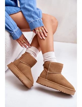 Dámské Semišové Sněhule Na Platformě Nad Kotníky Camel Rianaella