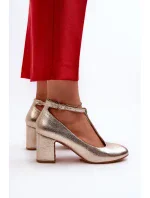 Zlaté lodičky z ekokůže Raniyah na vysokém podpatku
