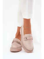 Dámské zdobené mokasíny s cyrkoniemi Patina – béžové