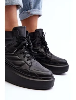 Zazoo 3392/X Dámské Kožené Sportovní Boty na Platformě Černé